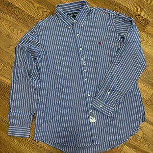 NWT VTG Y2K Polo Ralph Lauren Custom Fit Pinstripe Button Down Shirt XL PREPPY